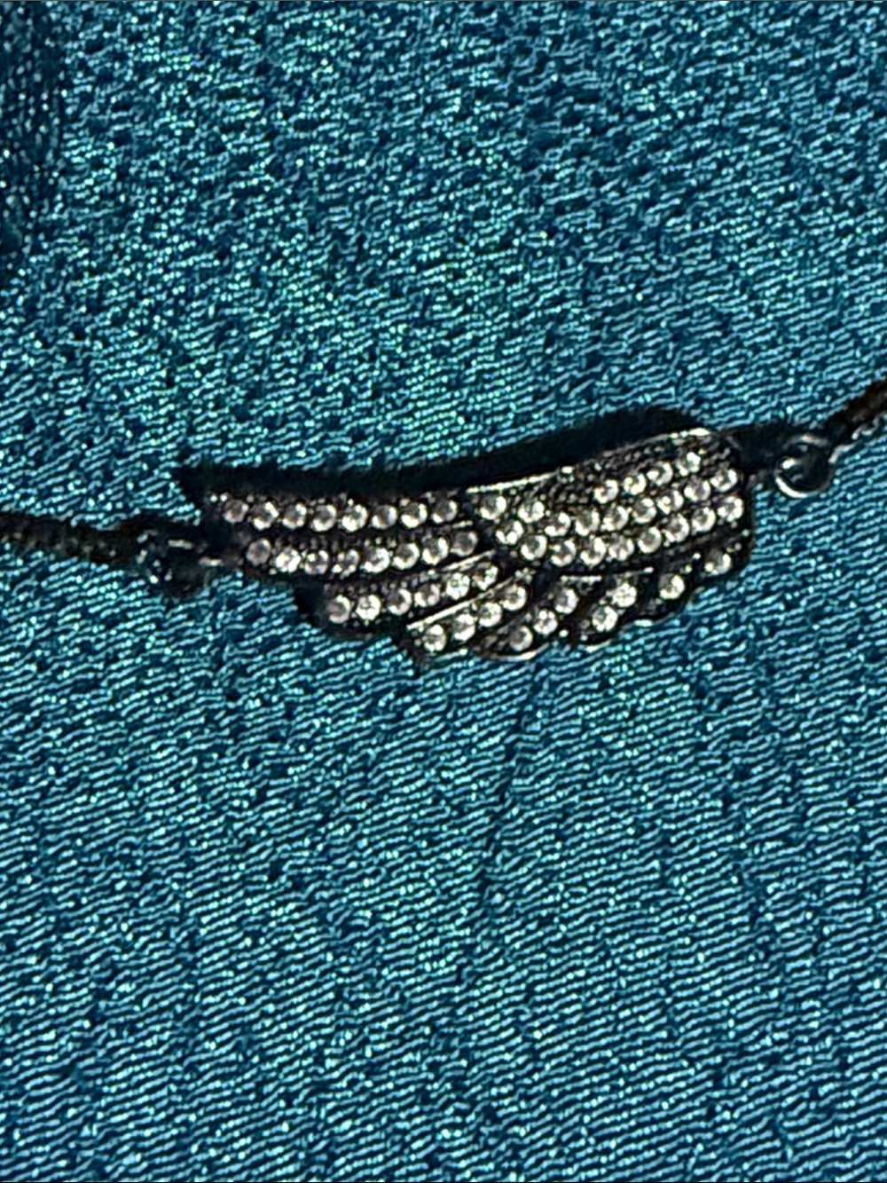 Crystal Wing Pendant bracelet - Black with Clear Crystals